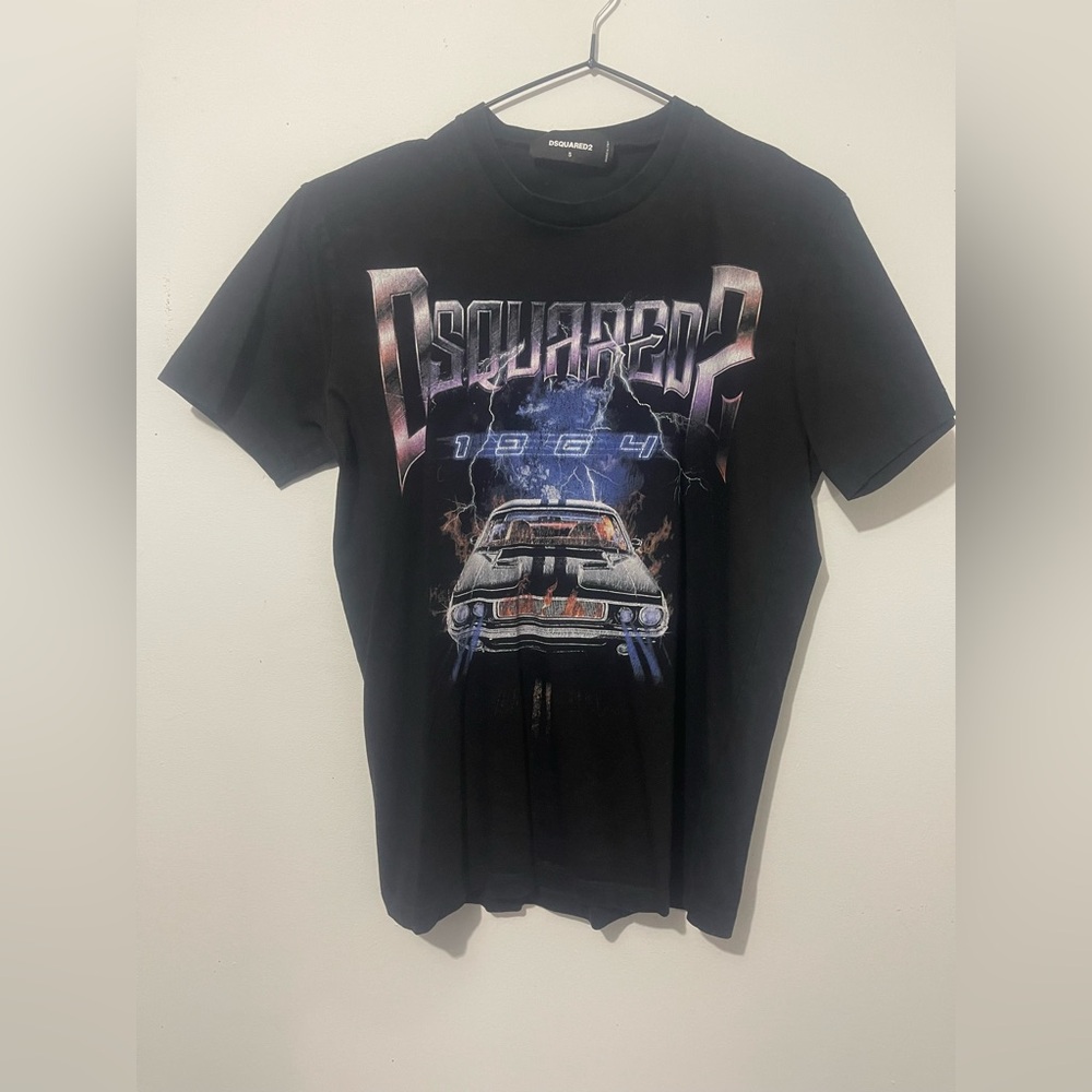 DSQUARED2 Black Graphic Tee with Car Design